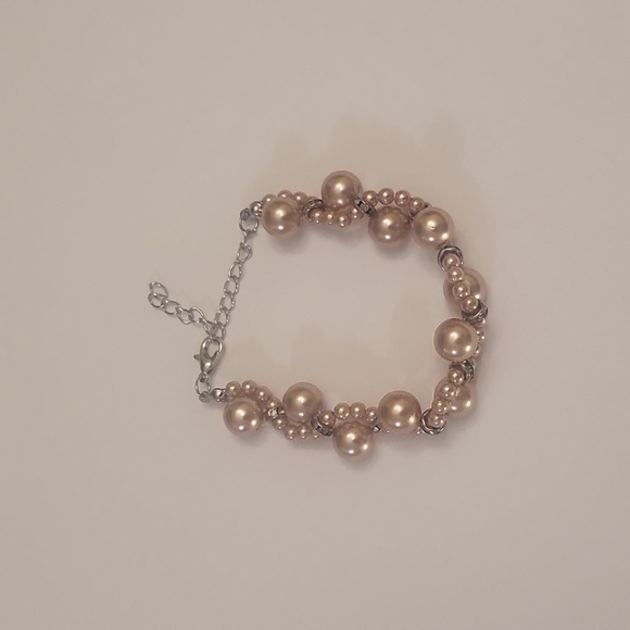 Blush Colored Bracelet  with Rhinestone Embellishment - Picture 3 of 6